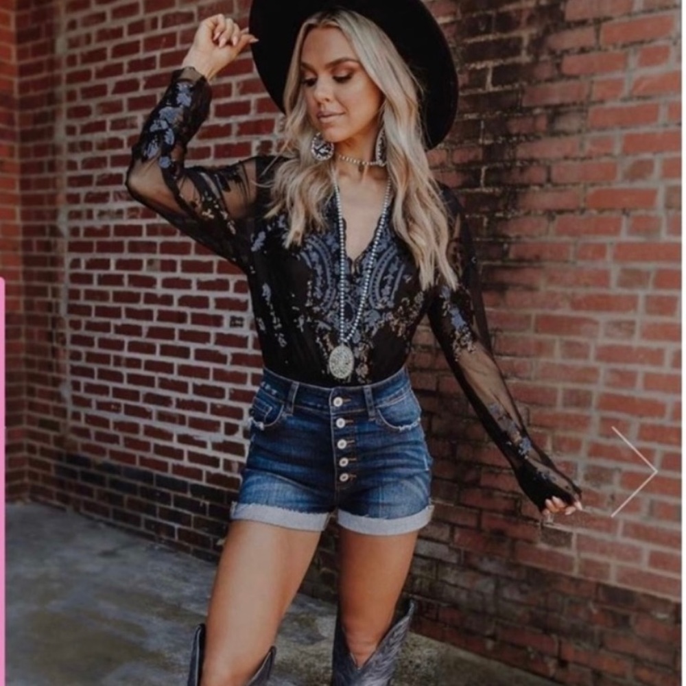 BLACK SEQUIN BODYSUIT southern fried chicks enchanted nights size L